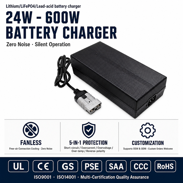 Fuyuang Fanless 29.2V 20A LiFePO4 Battery Charger 584W for 8S 24V Robot, Drone and Scooter Packs