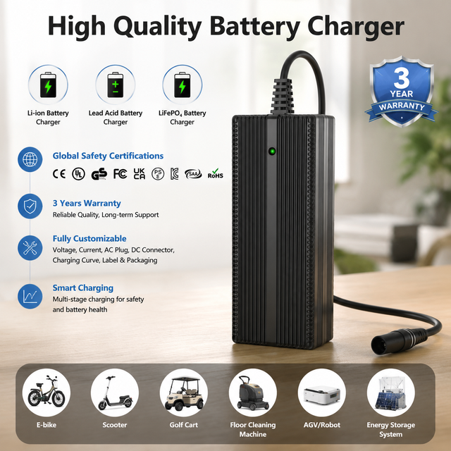Fuyuang 42V 2A High Efficiency Battery Charger for E-Scooter, Robot, Drone, Wheelchair and AGV