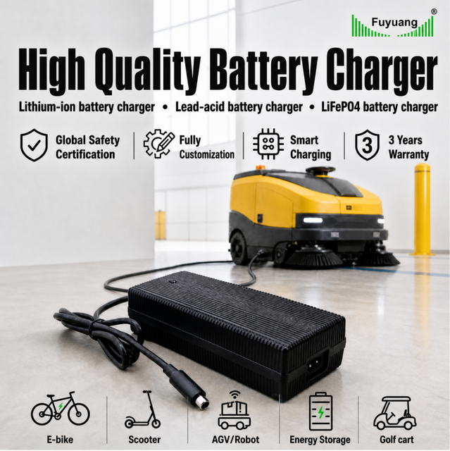 Fuyuang FY5845000 29.2V 58.4V LiFePO4 / Lithium Battery Charger 90W-600W for AGV, Cleaning Robot, Forklift, Mobility Scooter