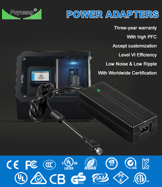 Fuyuang FY1904750 19V 4.74A Universal Laptop Power Adapter with 5521 / 5525 DC Tips, CE UKCA SAA KC PSE Approved