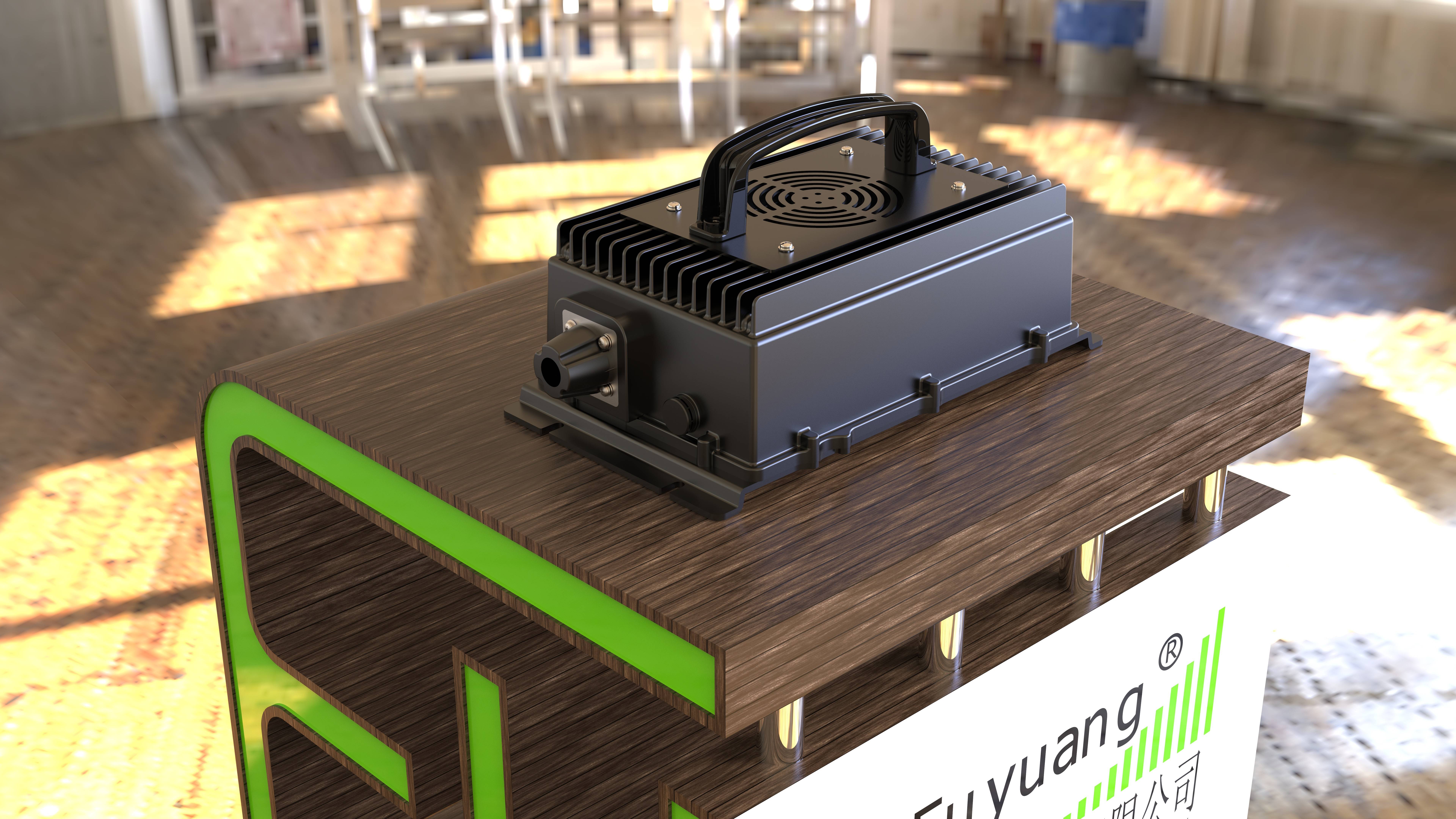 High-power charger assembly with aluminium housing for continuous duty