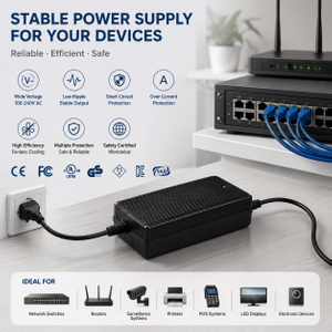 Fuyuang 48V 4A Power Supply Adapter 192W AC-DC Converter for CCTV Security LED Lighting 3D Printer Smart Home, 95% Efficiency