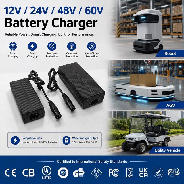 Fuyuang 14.6V 8A Battery Charger 116.8W for E-bike Scooter AGV AMR Golf Cart Marine Robotics, 24W-1000W LiFePO4 Charger