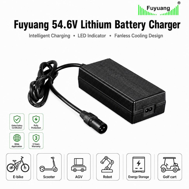 Fuyuang 54.6V 2A-20A Battery Charger 120W-1200W for E-bike Scooter Robotics Drone Golf Cart AGV, LiFePO4 Lithium Fast Charger