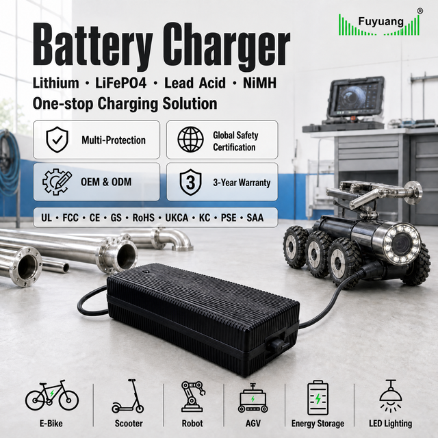 Fuyuang 12.6V-29.4V 2A-4A Lithium Battery Charger for Robot, Drone and Industrial Packs
