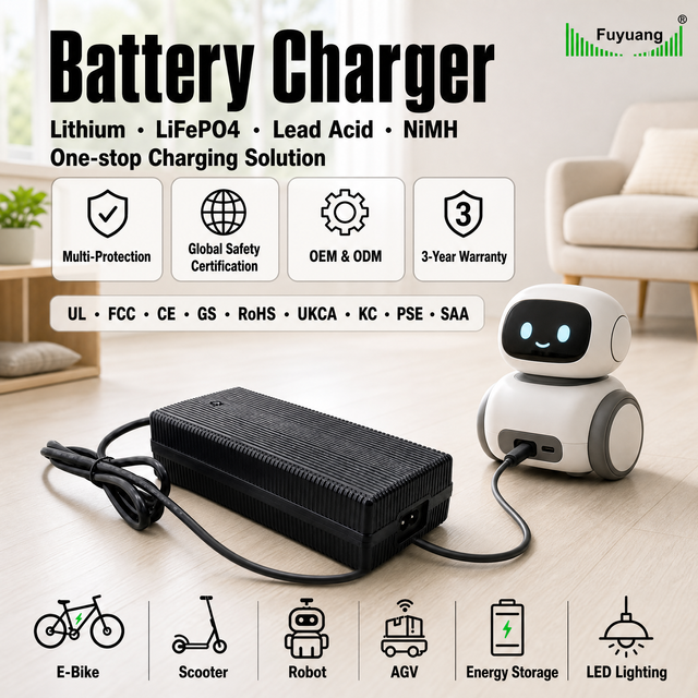 Fuyuang 29.2V 2A Lithium Battery Charger for Service Robot, AGV and 24V Battery Packs