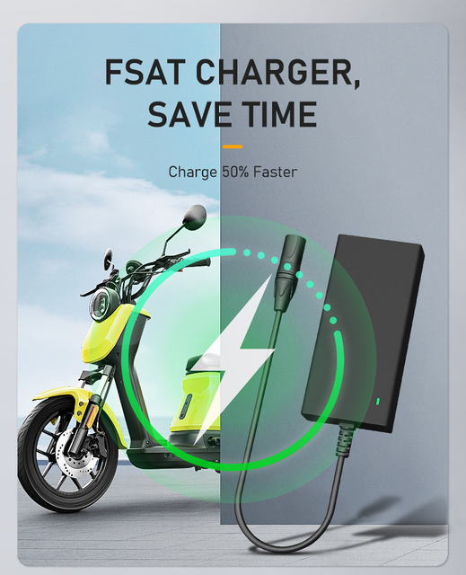 Fuyuang GaN 240W Battery Charger 12.6V-58.8V for Ebike Scooter Forklift Motorcycle, LiFePO4 Lithium AGM GEL Fast Charger