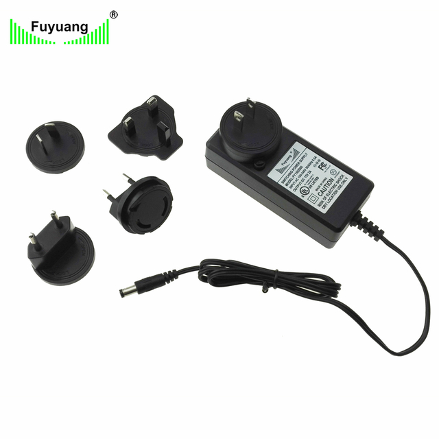 Fuyuang 12V 1.5A 18W Level VI AC/DC Switching Power Adapter with Interchangeable Plug for CCTV and LED
