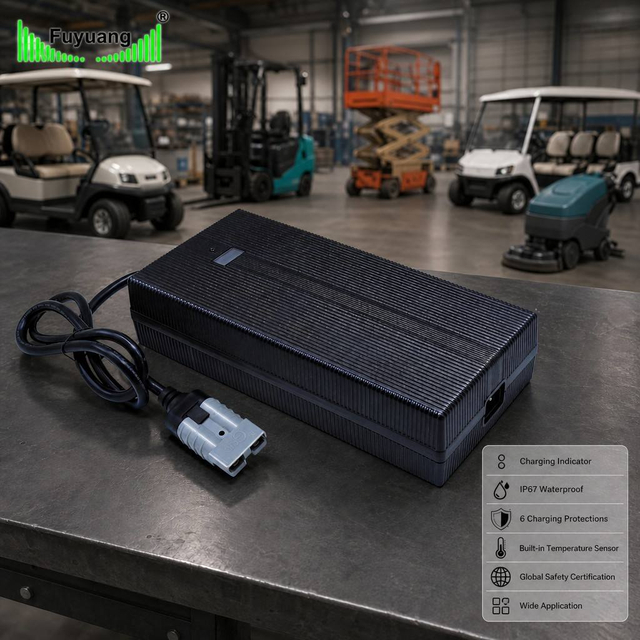 Fuyuang 29.2V 13A Fast Battery Charger 379.6W for Golf Cart Forklift Scissor Lift AGV, 24V Lead-acid AGM GEL Charger