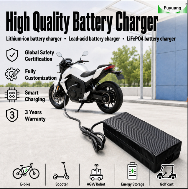 Fuyuang 67.2V 84V 2A LiFePO4 Lithium Lead Acid Battery Charger for E-bike, Scooter and Motorcycle
