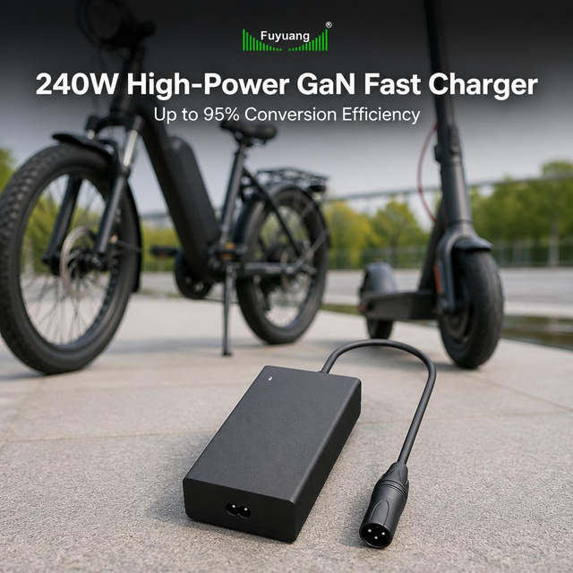 Fuyuang 240W GaN Fast Battery Charger 29.2V-58.4V for E-Bike, E-Scooter, AGV and Drone Battery Packs
