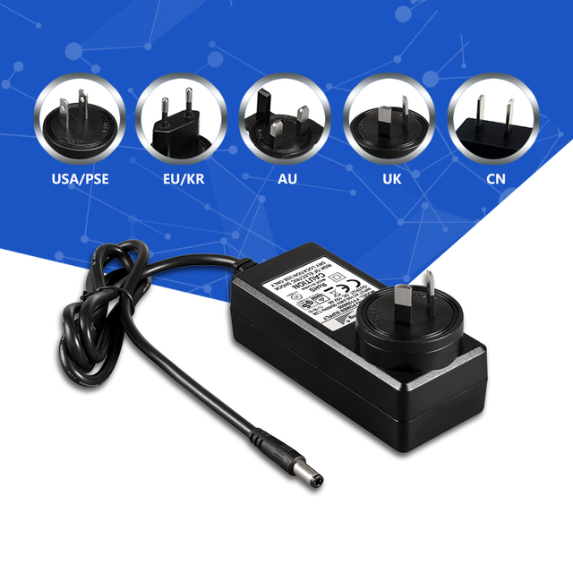 Fuyuang 12V 1.5A 18W Level VI AC/DC Switching Power Adapter with Interchangeable Plug for CCTV and LED