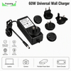 Fuyuang 60W Universal Wall Charger 4.2V 12.6V 16.8V with EU UK US AU Interchangeable Plugs for CCTV and Drone