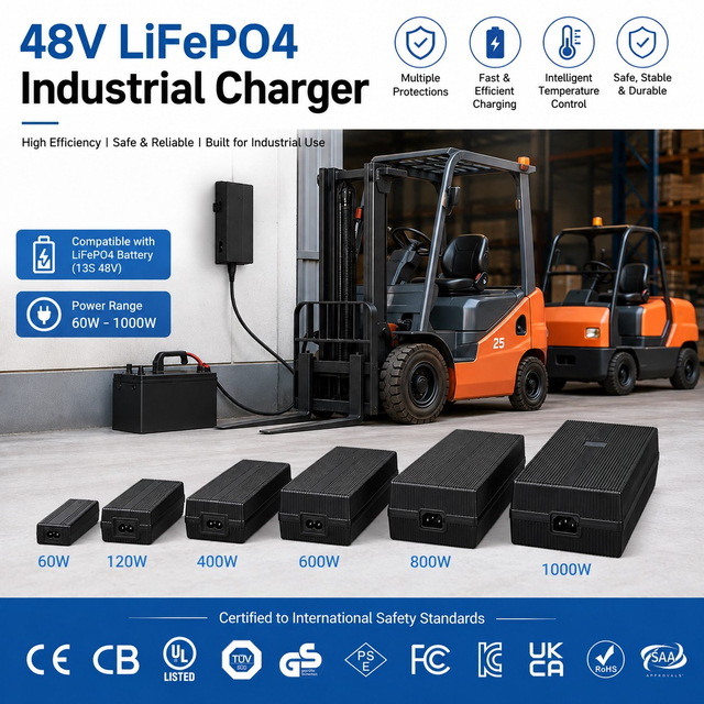 Fuyuang 48V 29.2V 10A 292W LiFePO4 Lithium Lead Acid Battery Charger 60W-3000W for E-bike, Scooter and Robotics