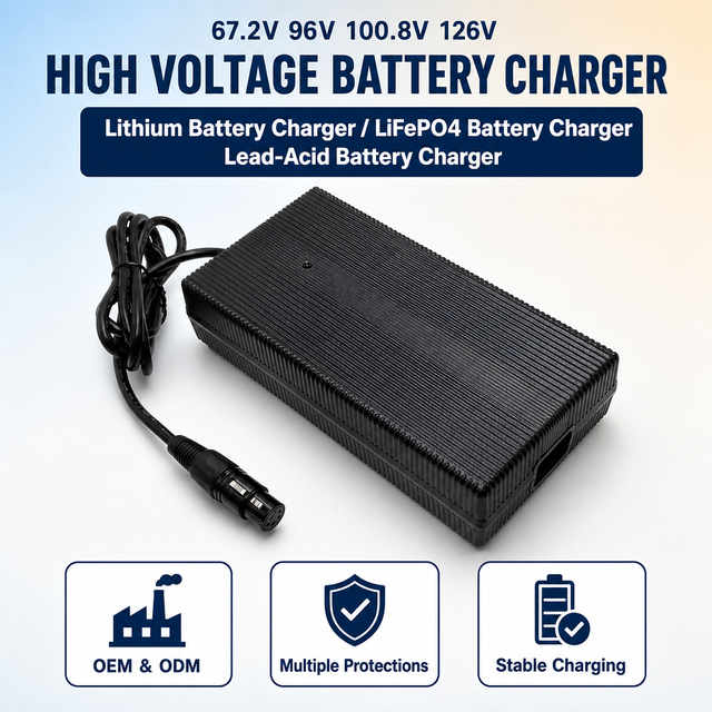 Fuyuang FY6727000 Custom 84V-126V High Voltage Lithium LiFePO4 Battery Charger 2A-10A for Robot, Drone and Industrial Packs