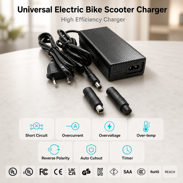 Fuyuang FY4202000 42V 2A Universal E-scooter Battery Charger for 36V Li-ion Packs with Custom Connectors